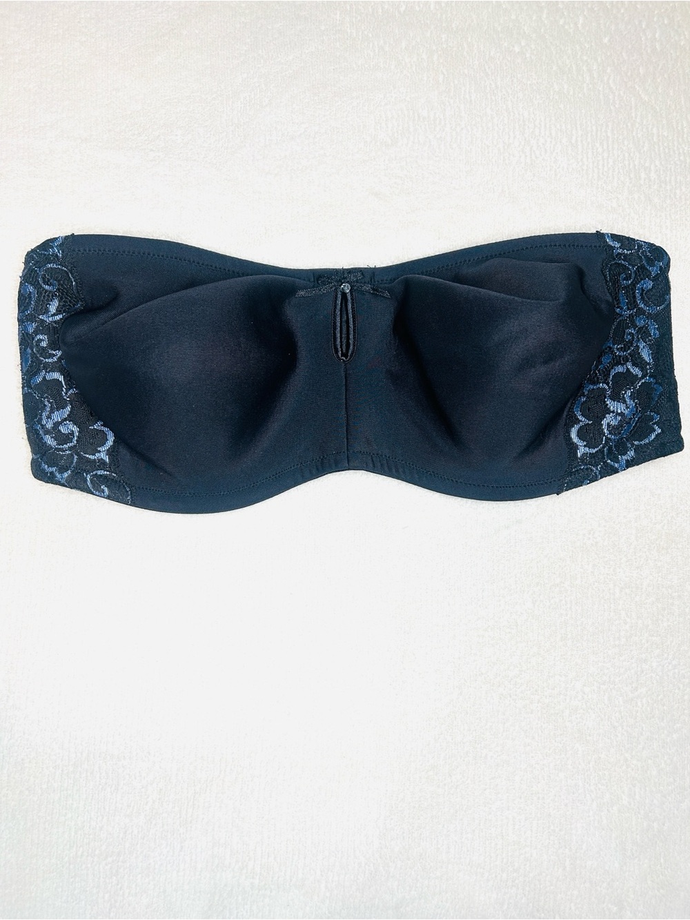 Curvation Underwire Strapless Bandeau Bra Black Blue Lace 38DD